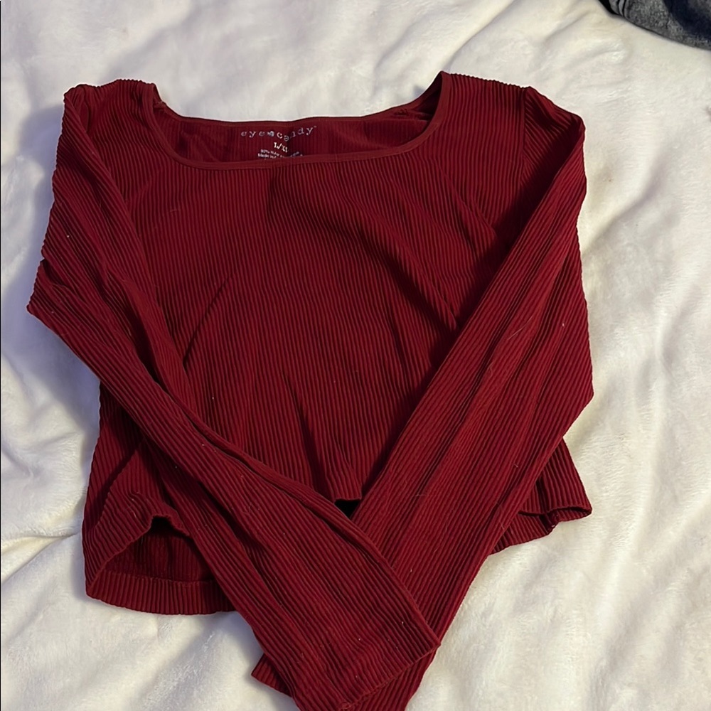 Eye Candy Red Crop Fitted Blouse